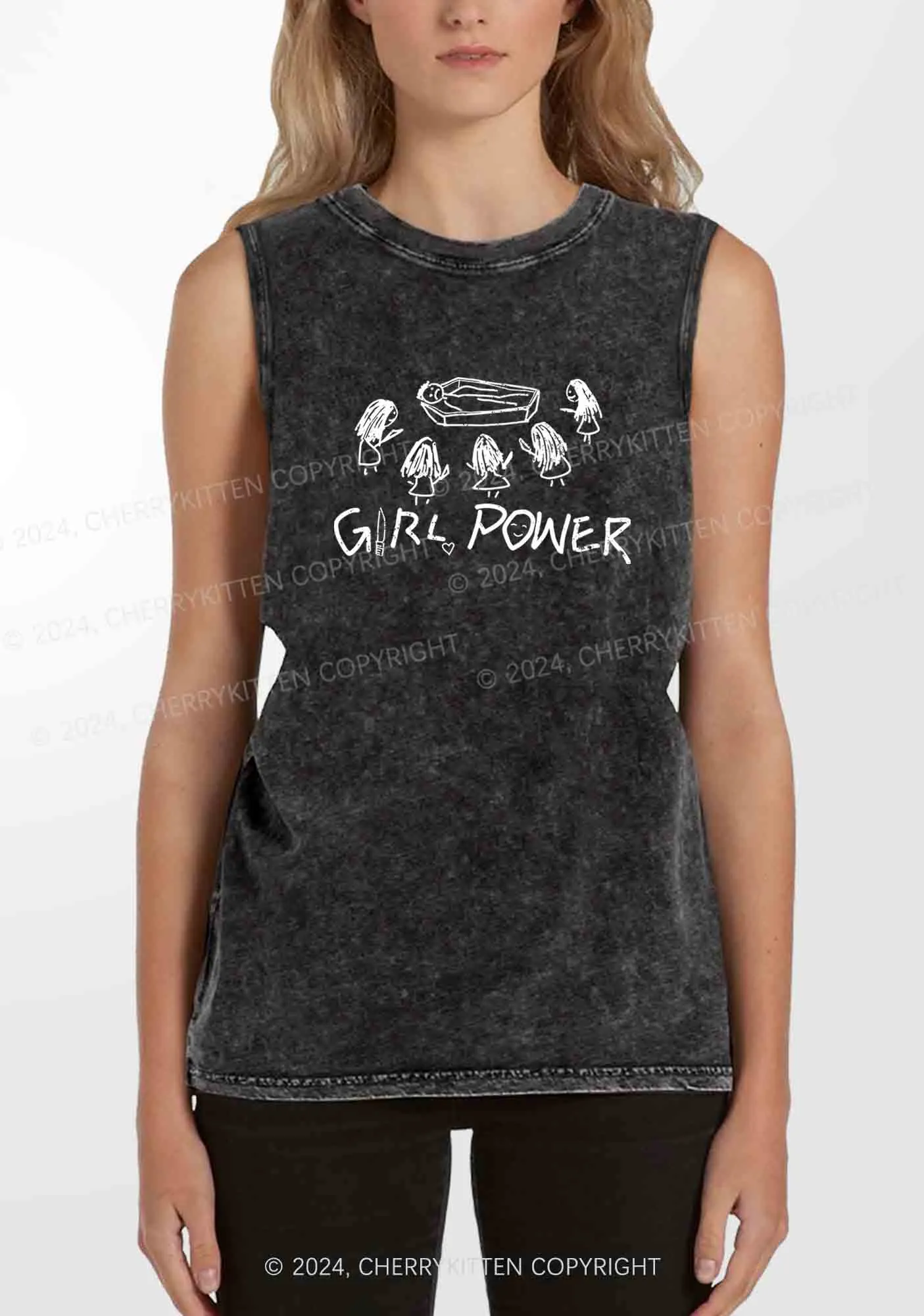 Girls Power Y2K Washed Tank Cherrykitten