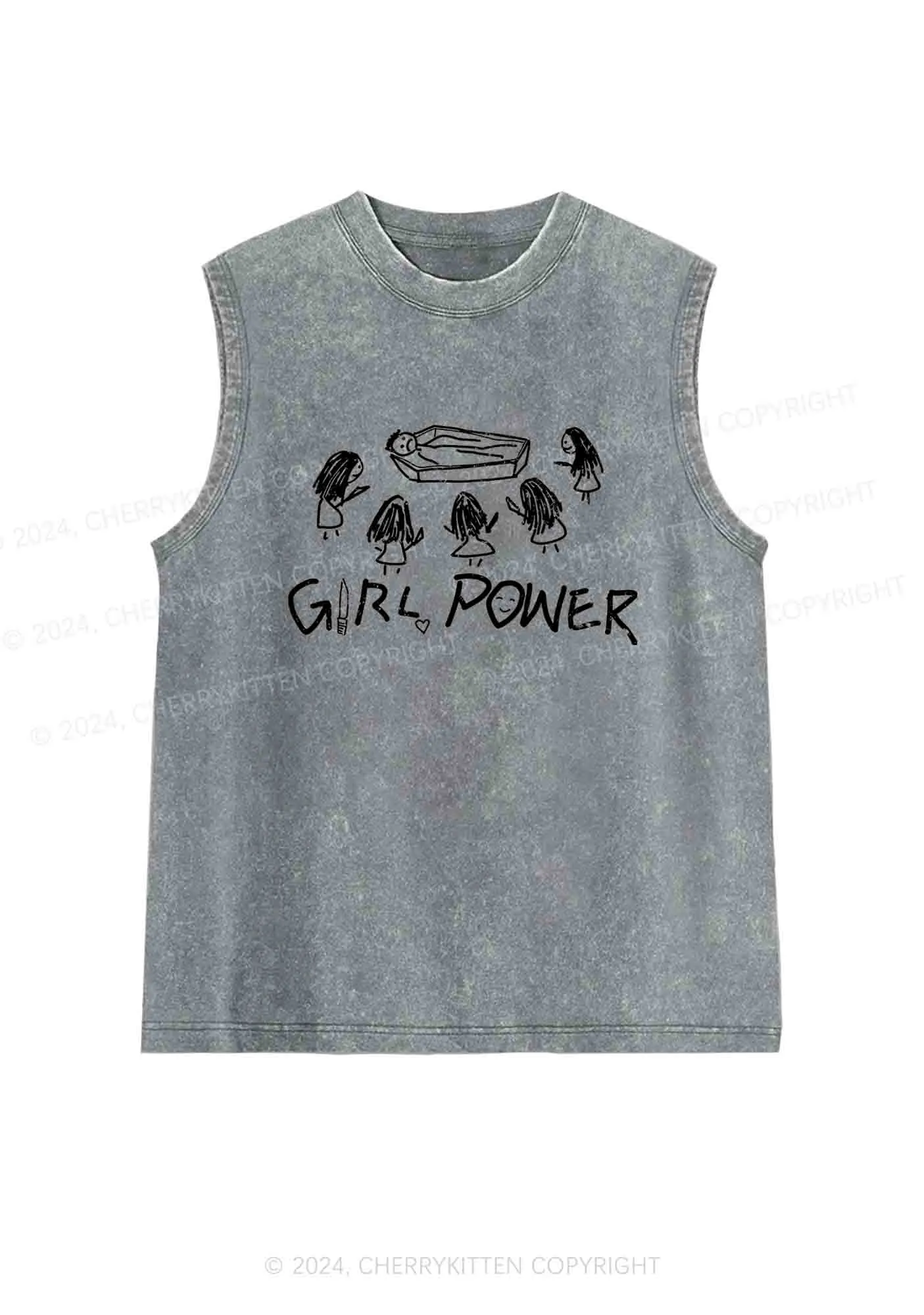 Girls Power Y2K Washed Tank Cherrykitten