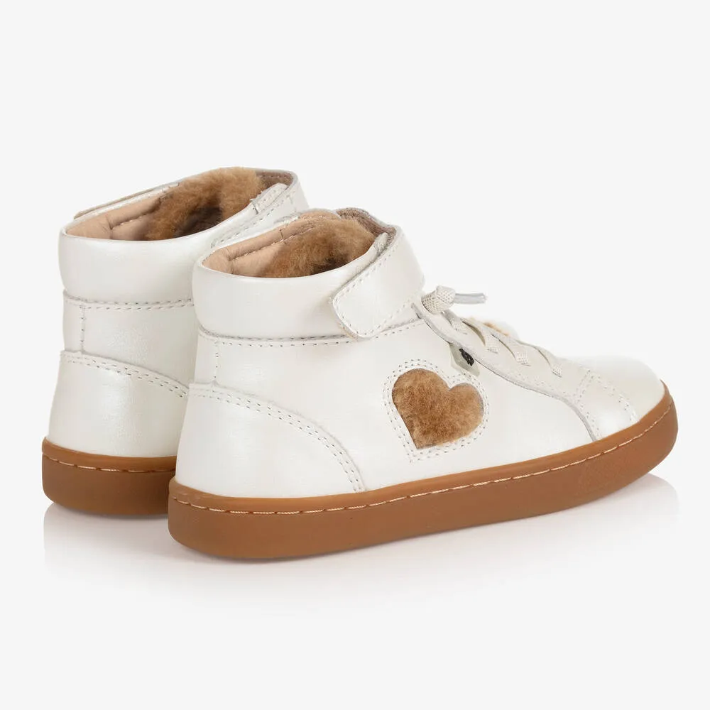 Girls White Leather Trainers