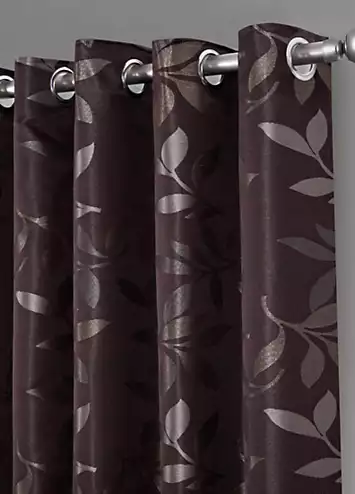 Home Curtains Lorenzo Leaf Jacquard Lined Eyelet Curtains | Kaleidoscope