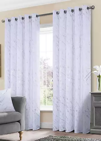 Home Curtains Mabel Embossed Velour Thermal Eyelet Curtains | Kaleidoscope