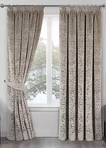 Home Curtains Taylor Embossed Velour Thermal Lined Pencil Pleat Curtains | Kaleidoscope