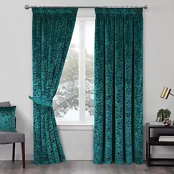 Home Curtains Taylor Embossed Velour Thermal Lined Pencil Pleat Curtains | Kaleidoscope