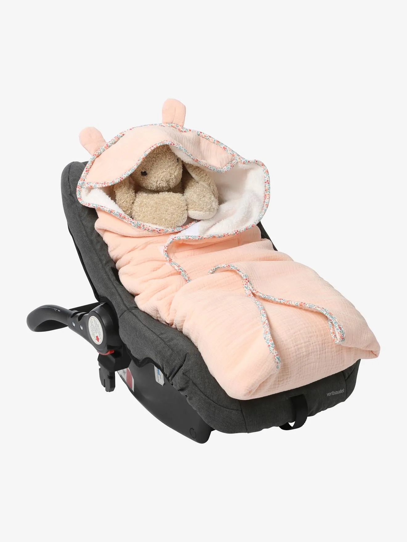 Hooded Car Seat Blanket - brown light solid