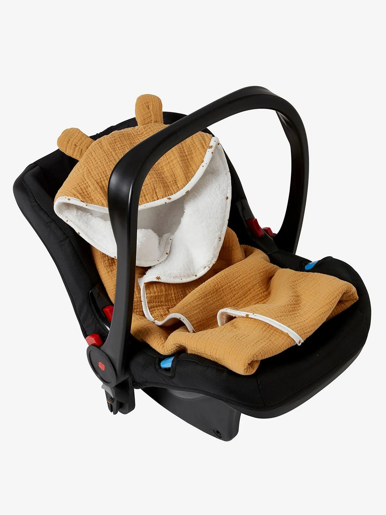 Hooded Car Seat Blanket - brown light solid