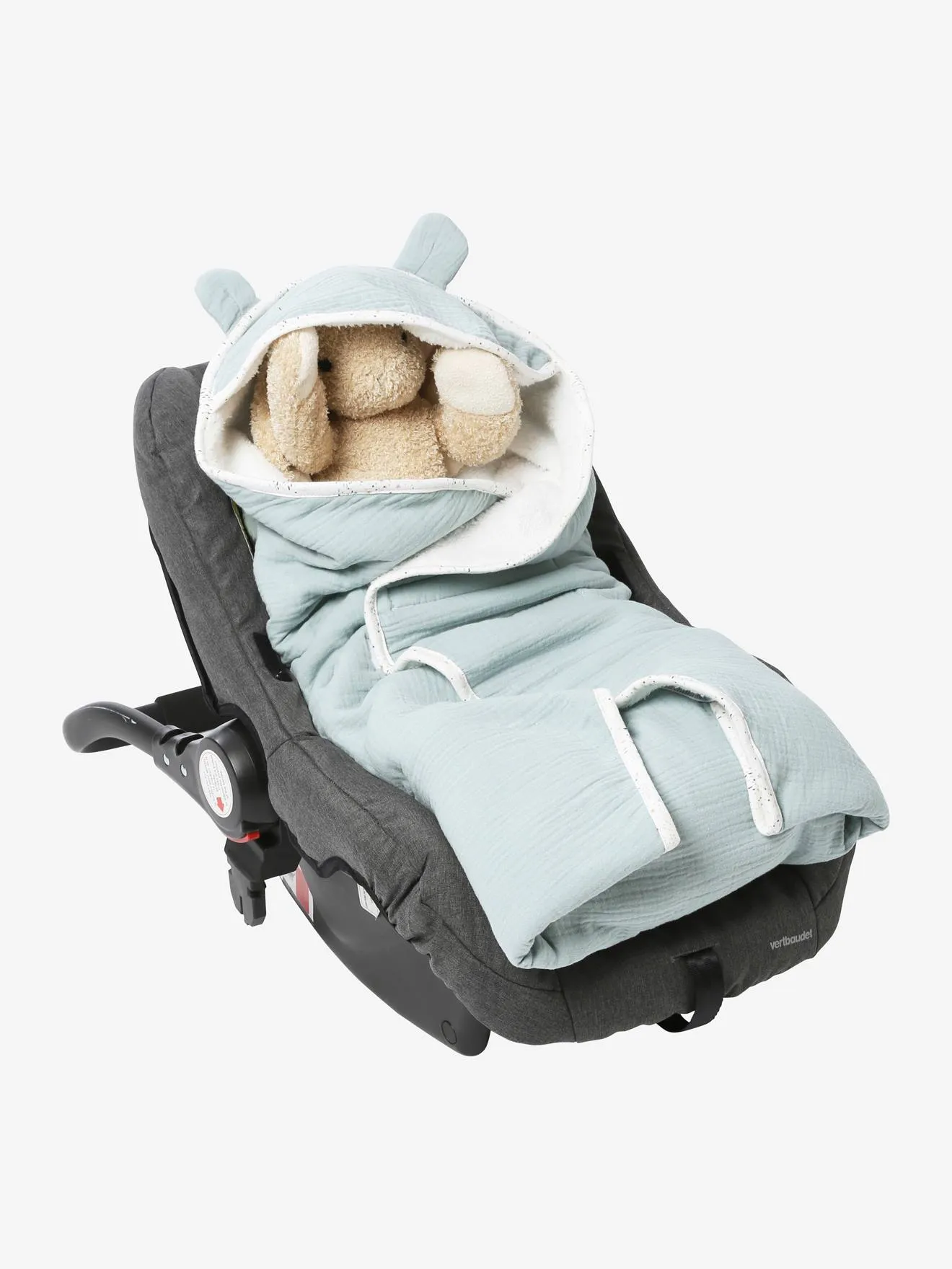 Hooded Car Seat Blanket - brown light solid