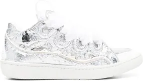 Lanvin crinkle-effect Curb leather sneakers White