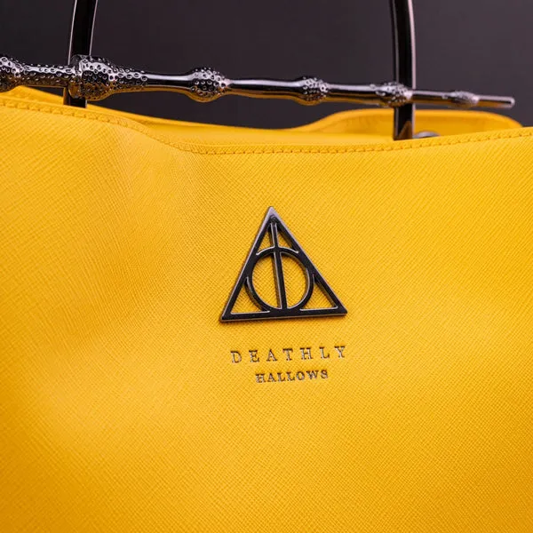 Loungefly x Harry Potter House Hufflepuff Yellow Saffiano Elder Wand Crossbody Handbag