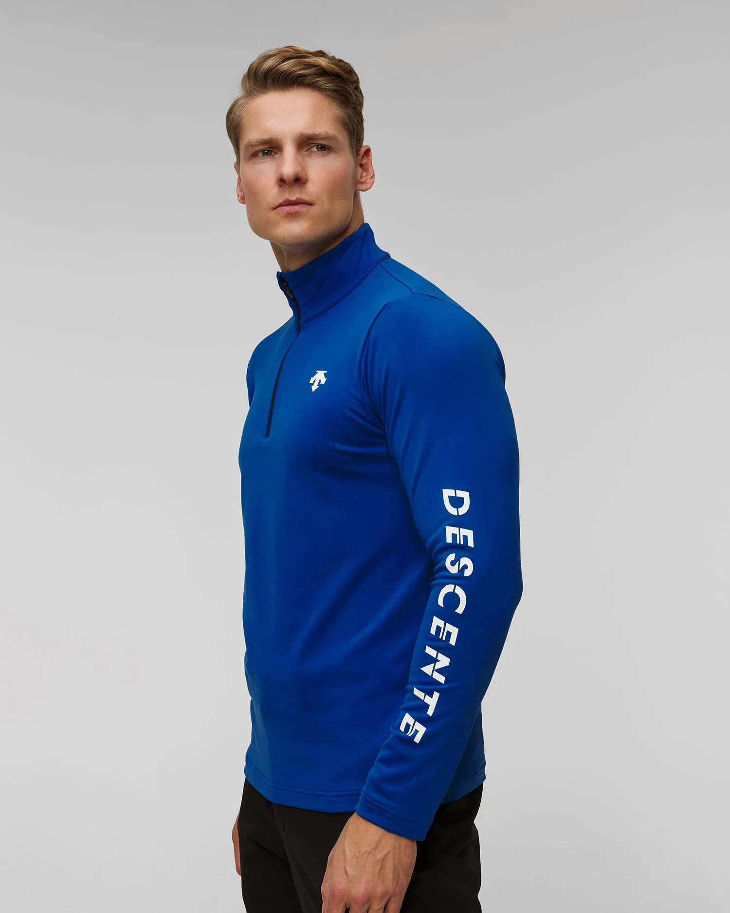 Men's zip-up turtleneck Descente Sleeve Logo DWMYGB22-nbl