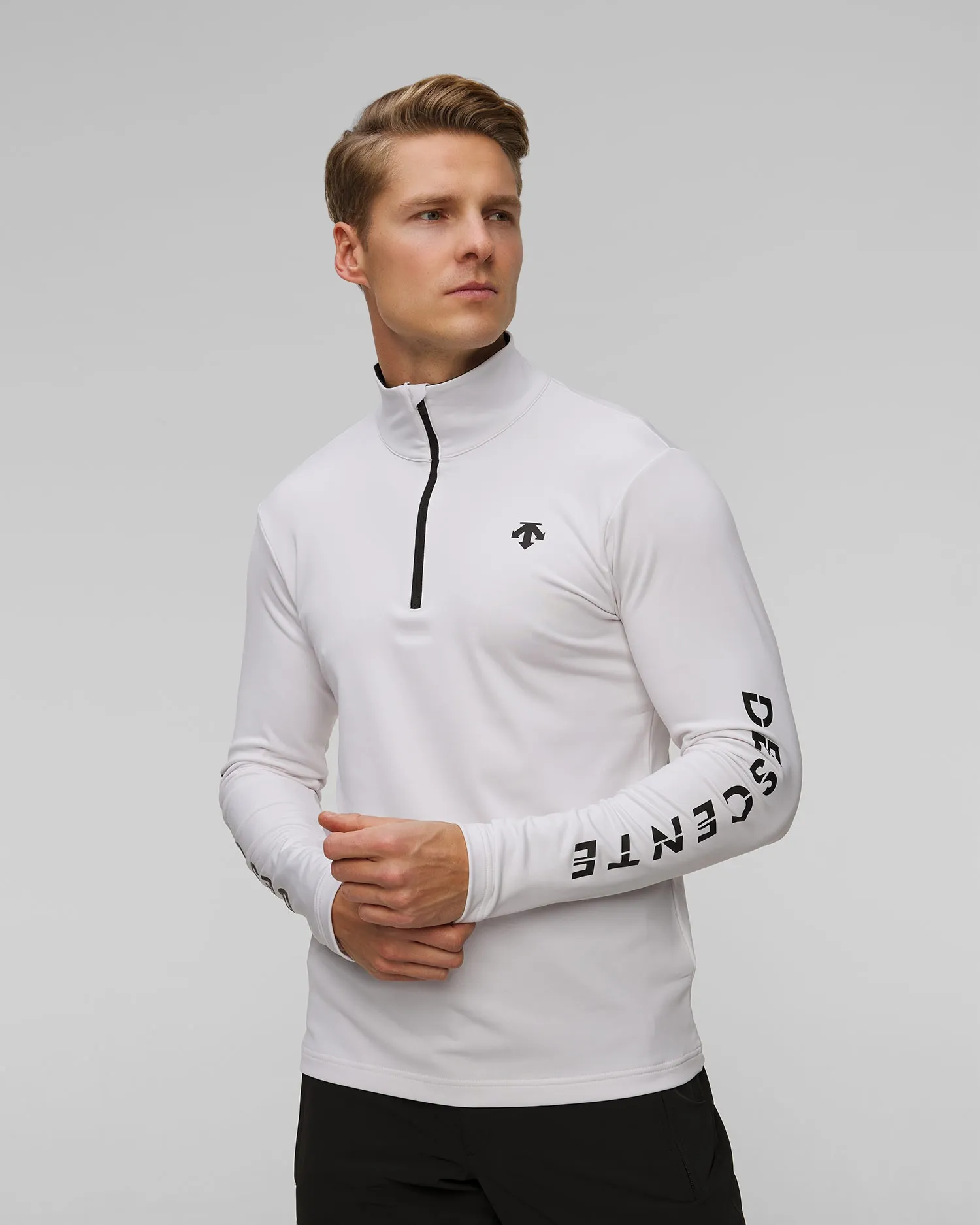 Men's zip-up turtleneck Descente Sleeve Logo DWMYGB22-spw