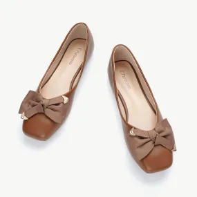 Metal Bow Ballerina Flats (Eva) Chocolate