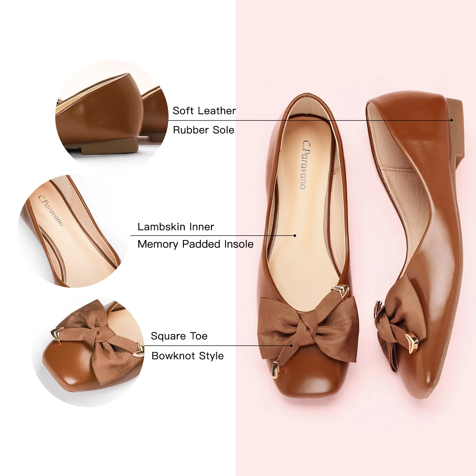 Metal Bow Ballerina Flats (Eva) Chocolate