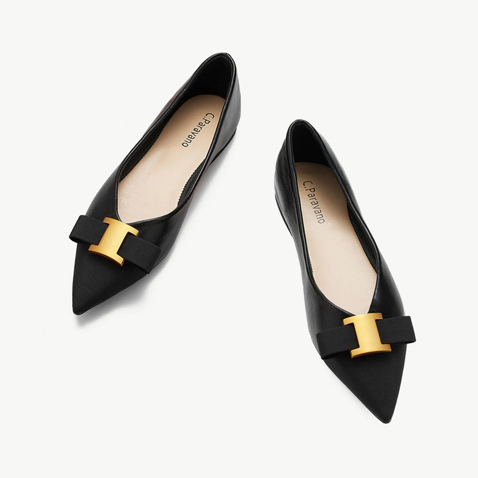 Metal Tie Flats (Aida) Black