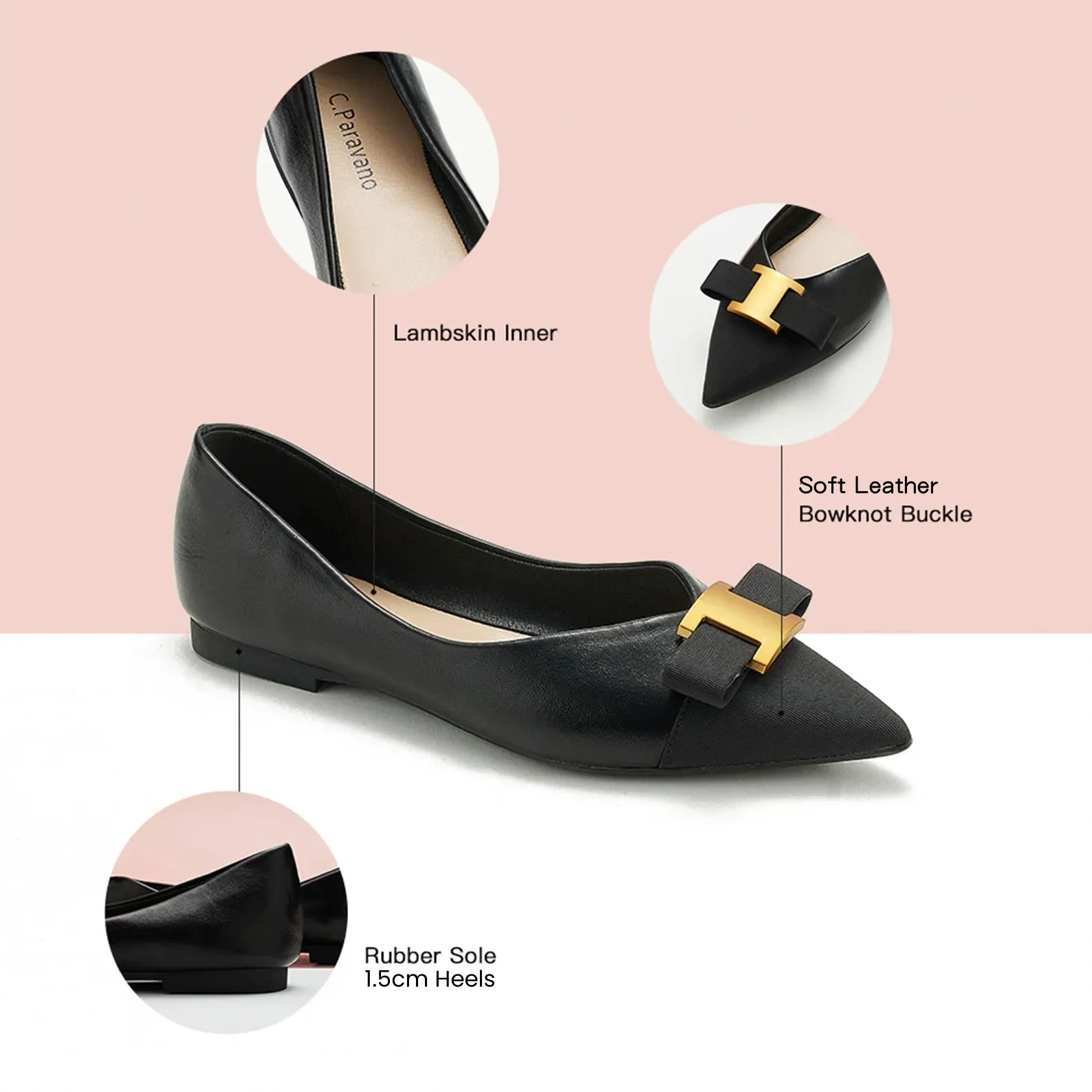 Metal Tie Flats (Aida) Black