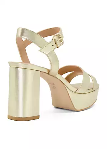 Molten Gold Leather Mid-Platform Sandals by Dune London | Look Again