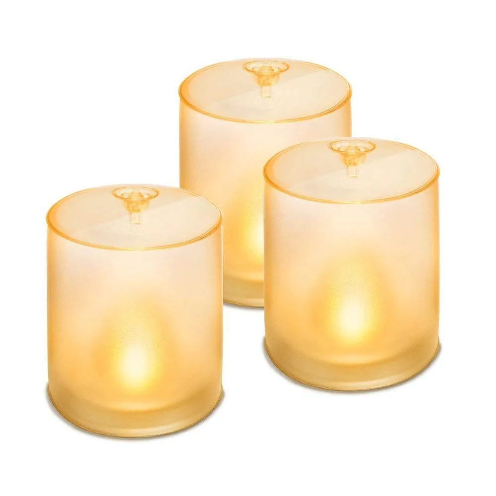 MPOWERD Luci Candle Trio - 3 Pack of Soft Frosted Flameless Solar Candles  