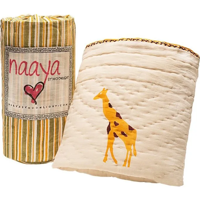 Naaya by Moonlight Yellow Giraffe Organic Quilt