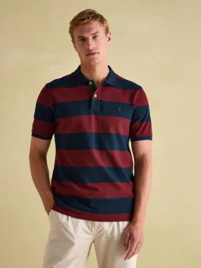 Navy & Burgundy Striped Polo Shirt