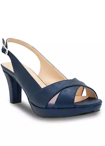 Navy Shimmer Sling Back Platform Sandals by Paradox London | Look Again