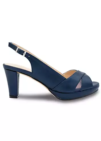 Navy Shimmer Sling Back Platform Sandals by Paradox London | Look Again