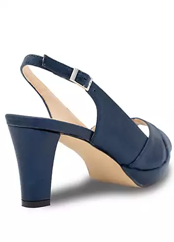 Navy Shimmer Sling Back Platform Sandals by Paradox London | Look Again