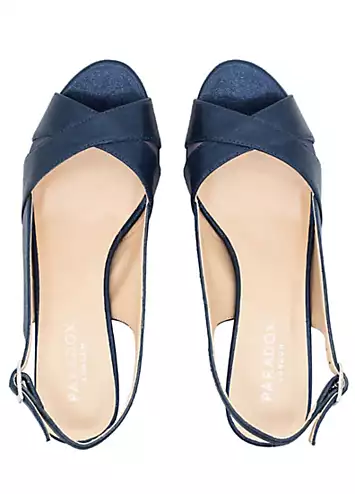 Navy Shimmer Sling Back Platform Sandals by Paradox London | Look Again