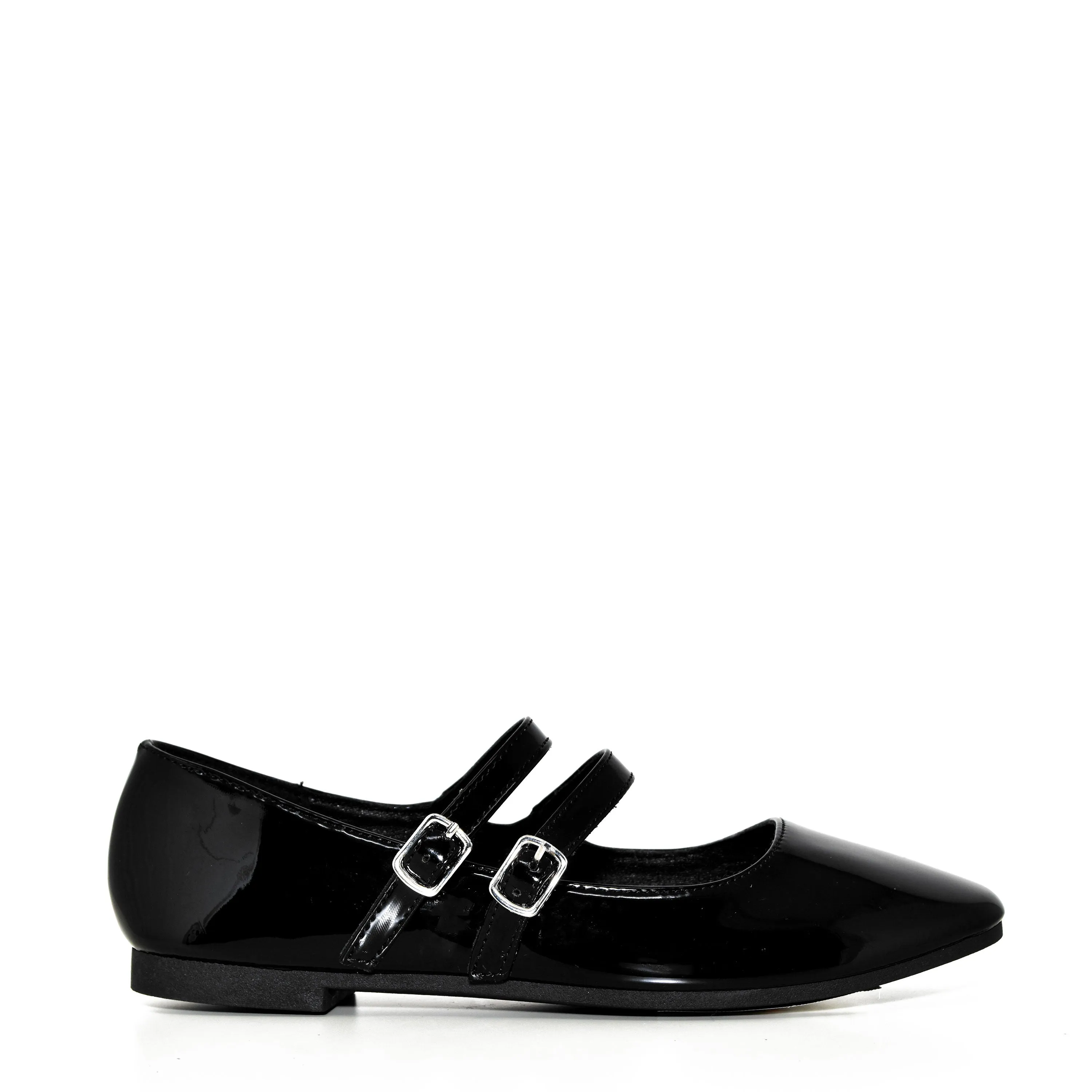 NELMA-05 Patent Double Strap Mary Jane Ballet Flats