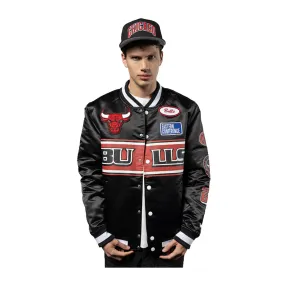 New Era Mens NBA Chicago Bulls 2024 Rally Drive Satin Jacket 60491860 Black/White