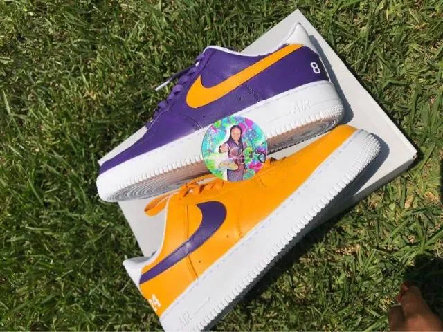 Nike Air Force Ones Purple and Yellow Custom