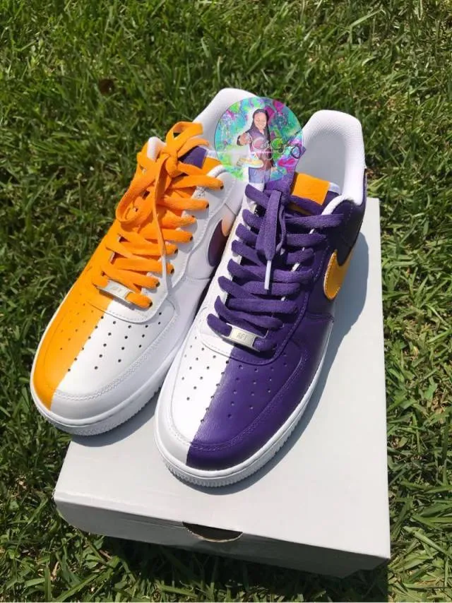 Nike Air Force Ones Purple and Yellow Custom