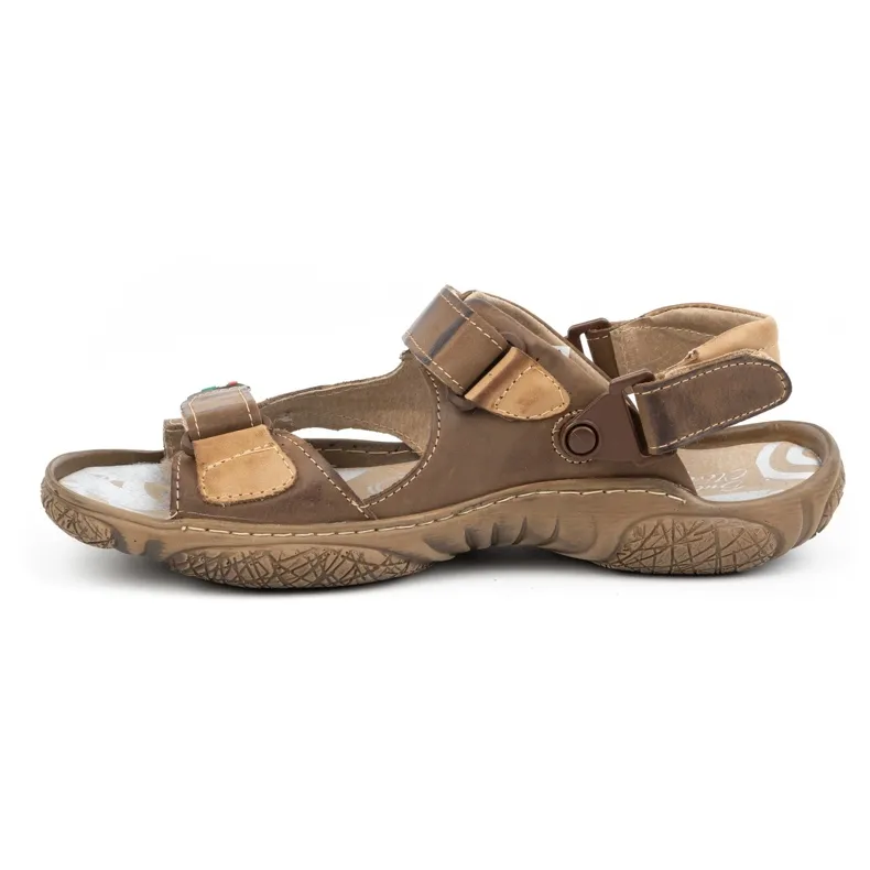 Olivier Men's leather sandals for the driver 362MA brown