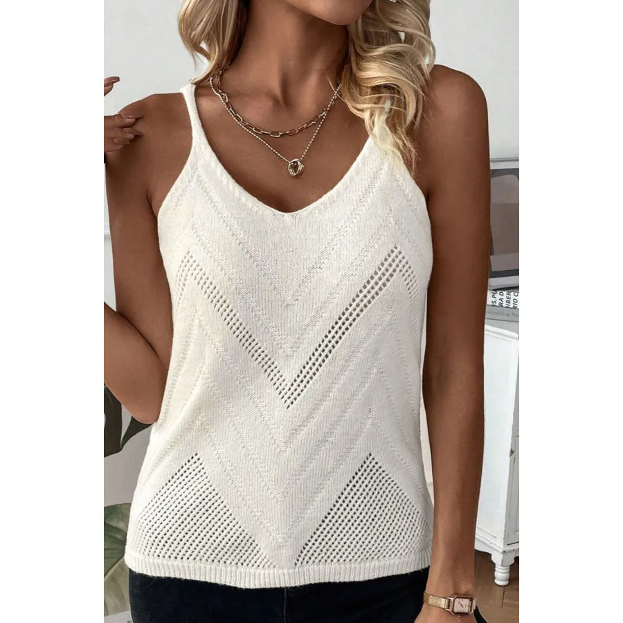 Openwork Spaghetti Strap Knit Vest