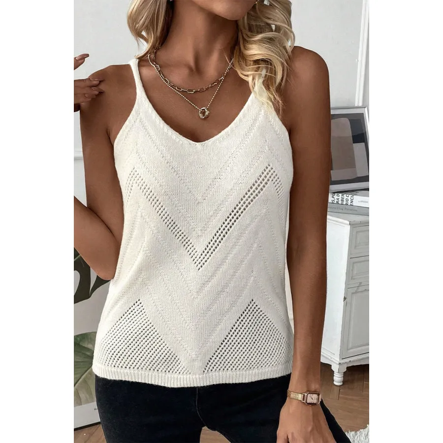 Openwork Spaghetti Strap Knit Vest