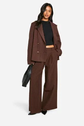 Petite Pinstripe Wide Leg Trousers