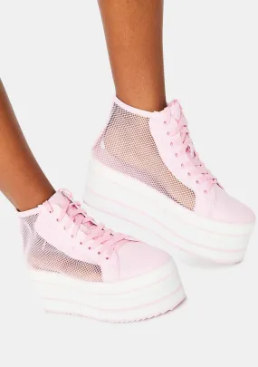 Pink Elevation Mesh Platform Sneakers-