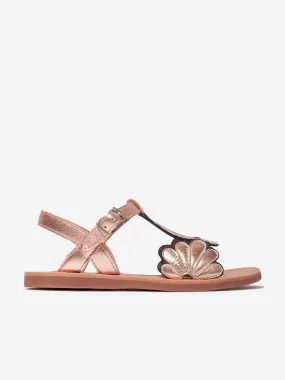 Pom D'Api Girls Leather Plagette Bloom Sandals in Copper