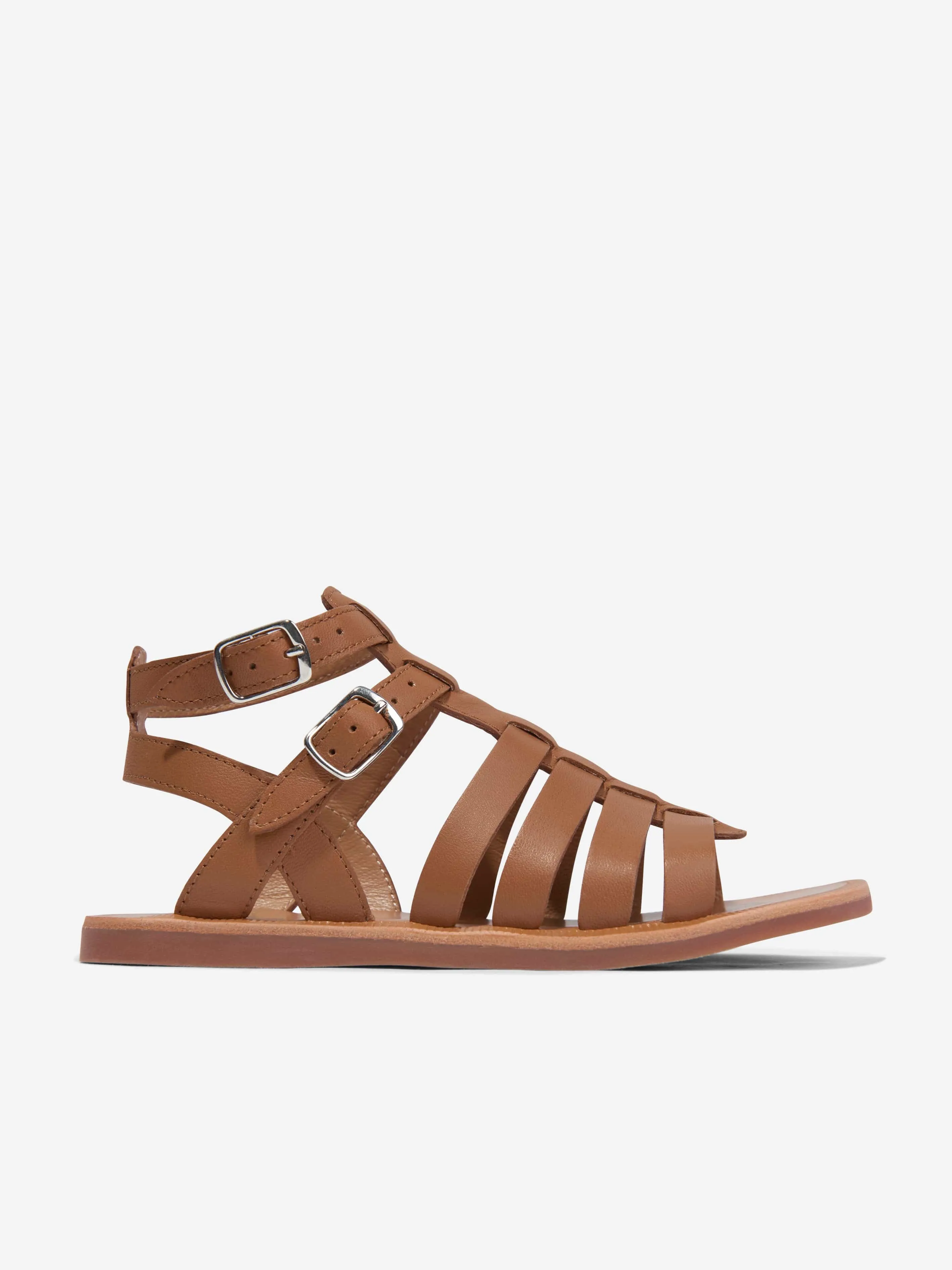 Pom D'Api Girls Leather Plagette Gladiator Sandals in Camel