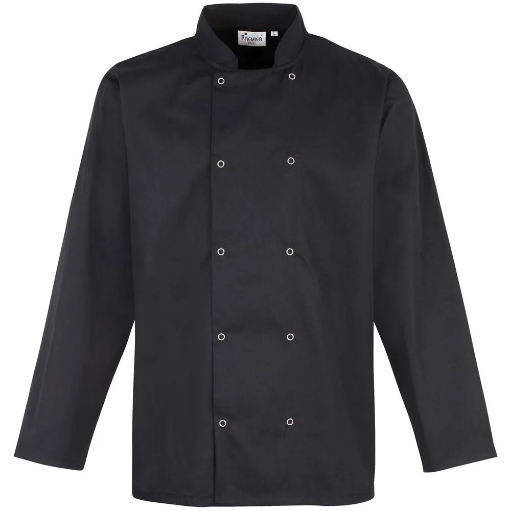 Premier Mens Studded Front Long Sleeve Chefs Jacket 