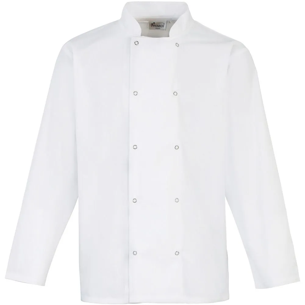 Premier Mens Studded Front Long Sleeve Chefs Jacket 