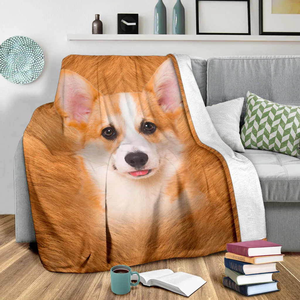 Premium Blanket Corgi 2 Face Hair