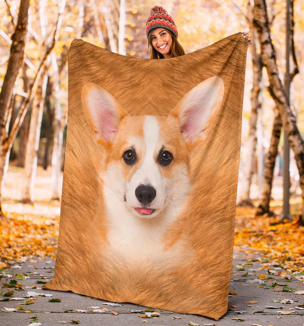 Premium Blanket Corgi 2 Face Hair