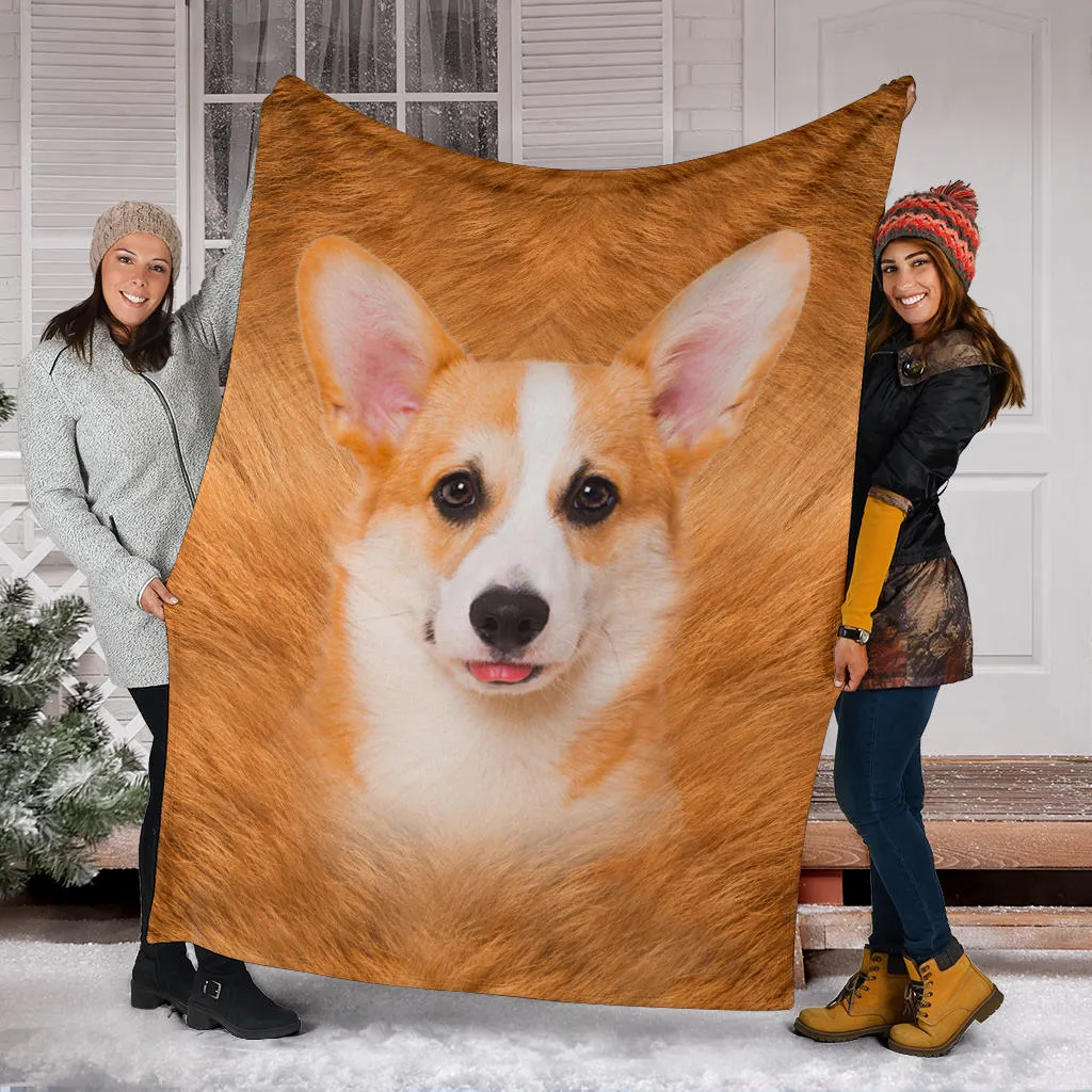 Premium Blanket Corgi 2 Face Hair