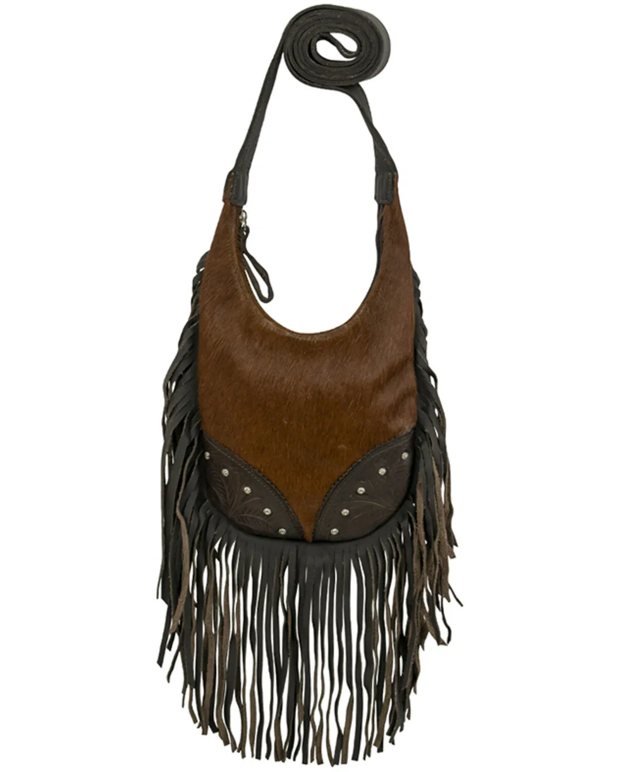 Product Name:  American West Women's Brindle Hair-On Studded Fringe Crossbody