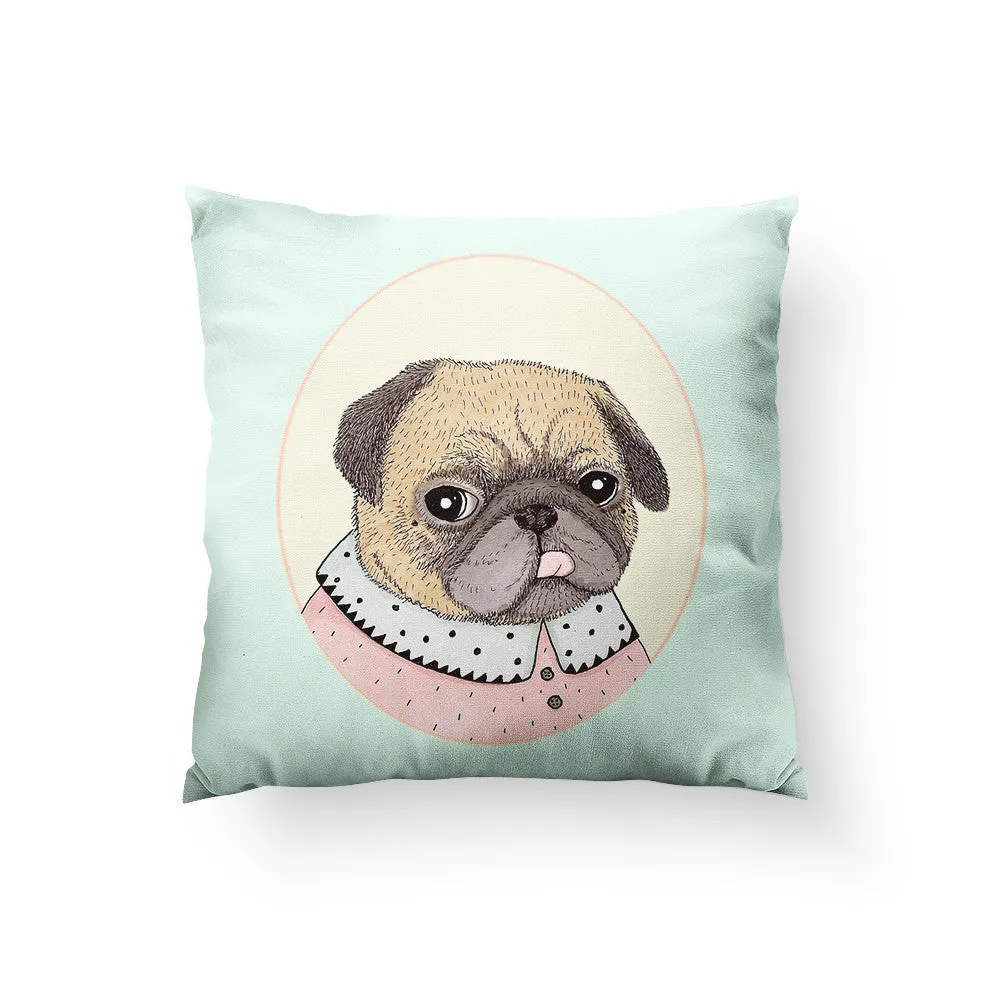 Pug Portrait Throw Pillow