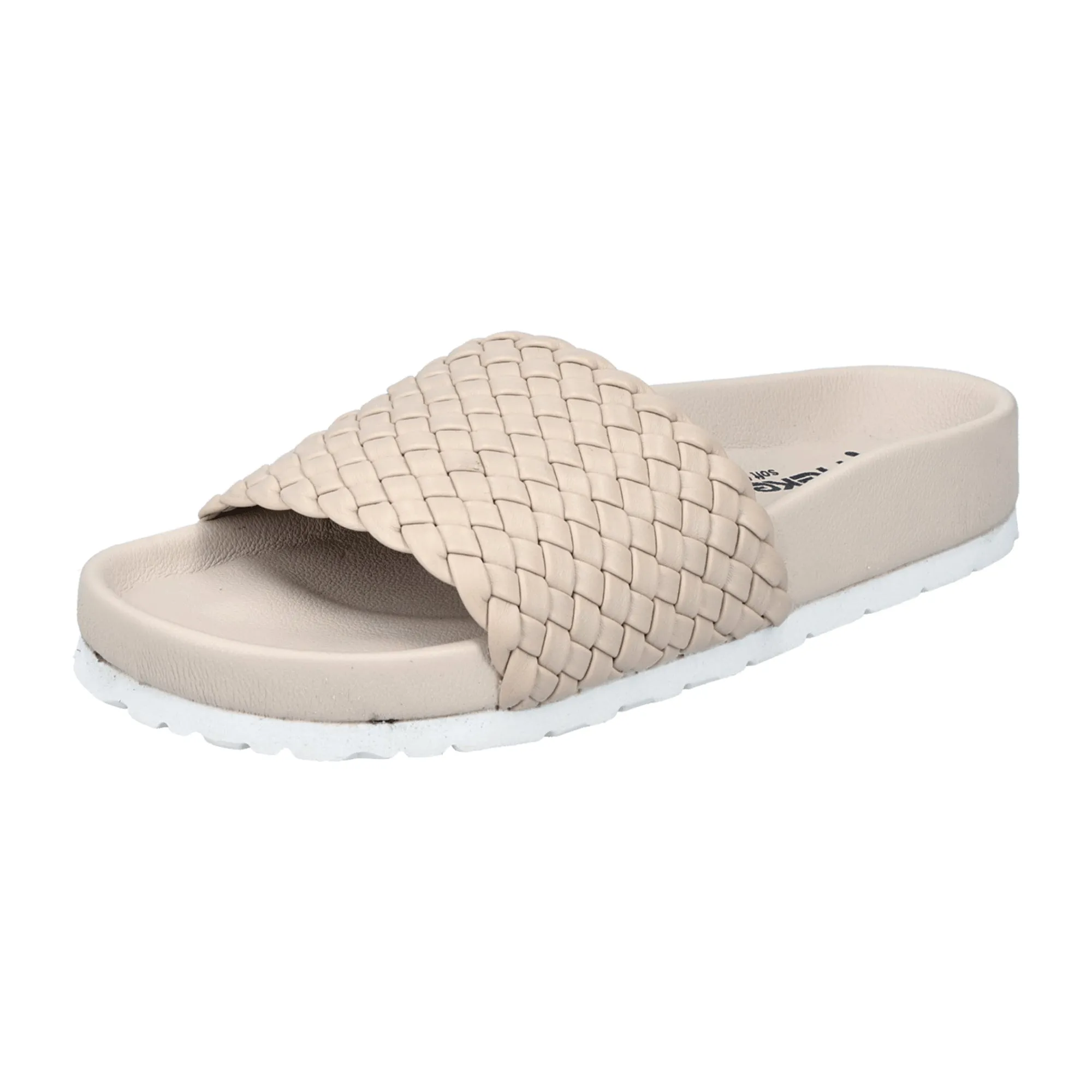 Rieker Beige Woven Slip-On Sandals for Women Lightweight Flexible Sole