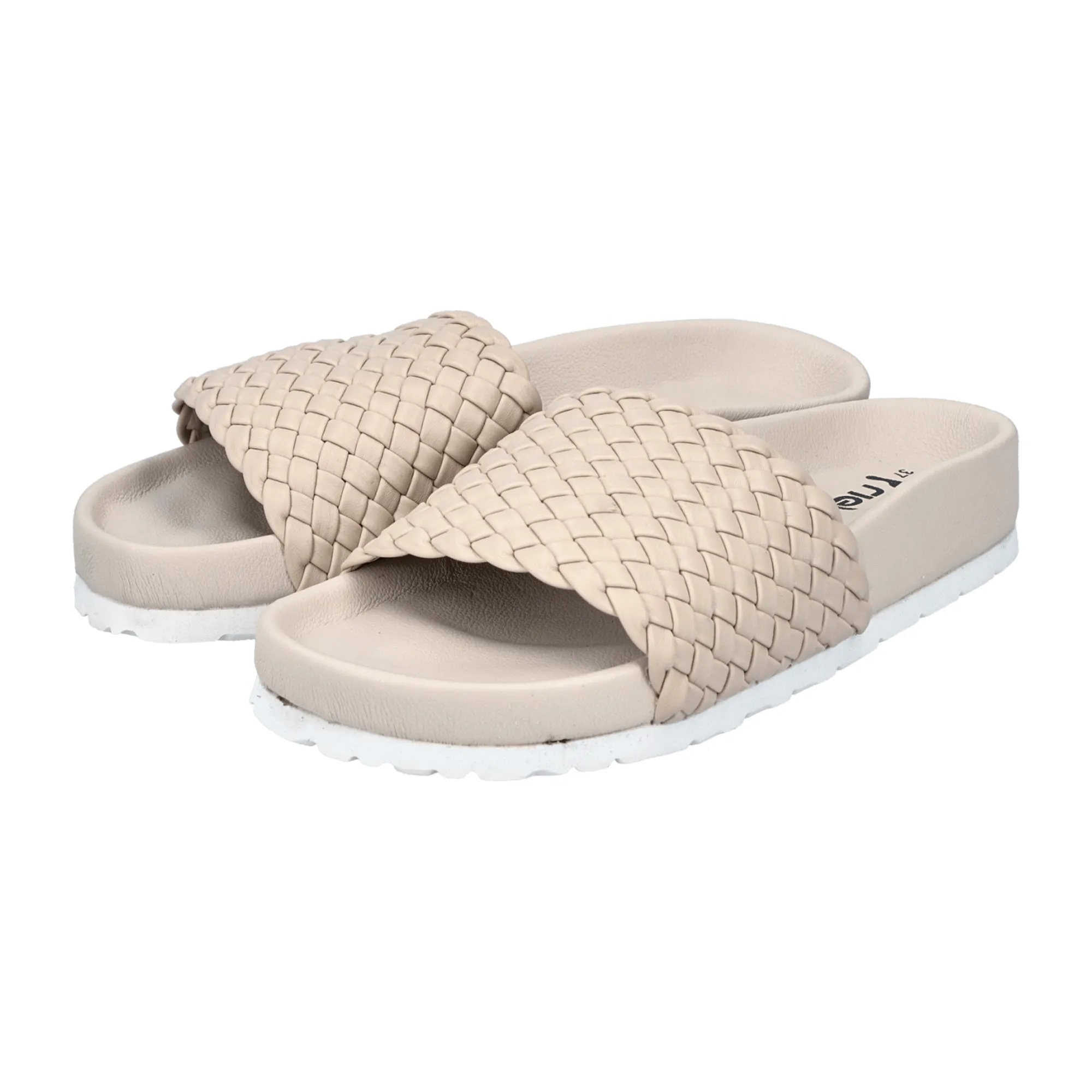 Rieker Beige Woven Slip-On Sandals for Women Lightweight Flexible Sole