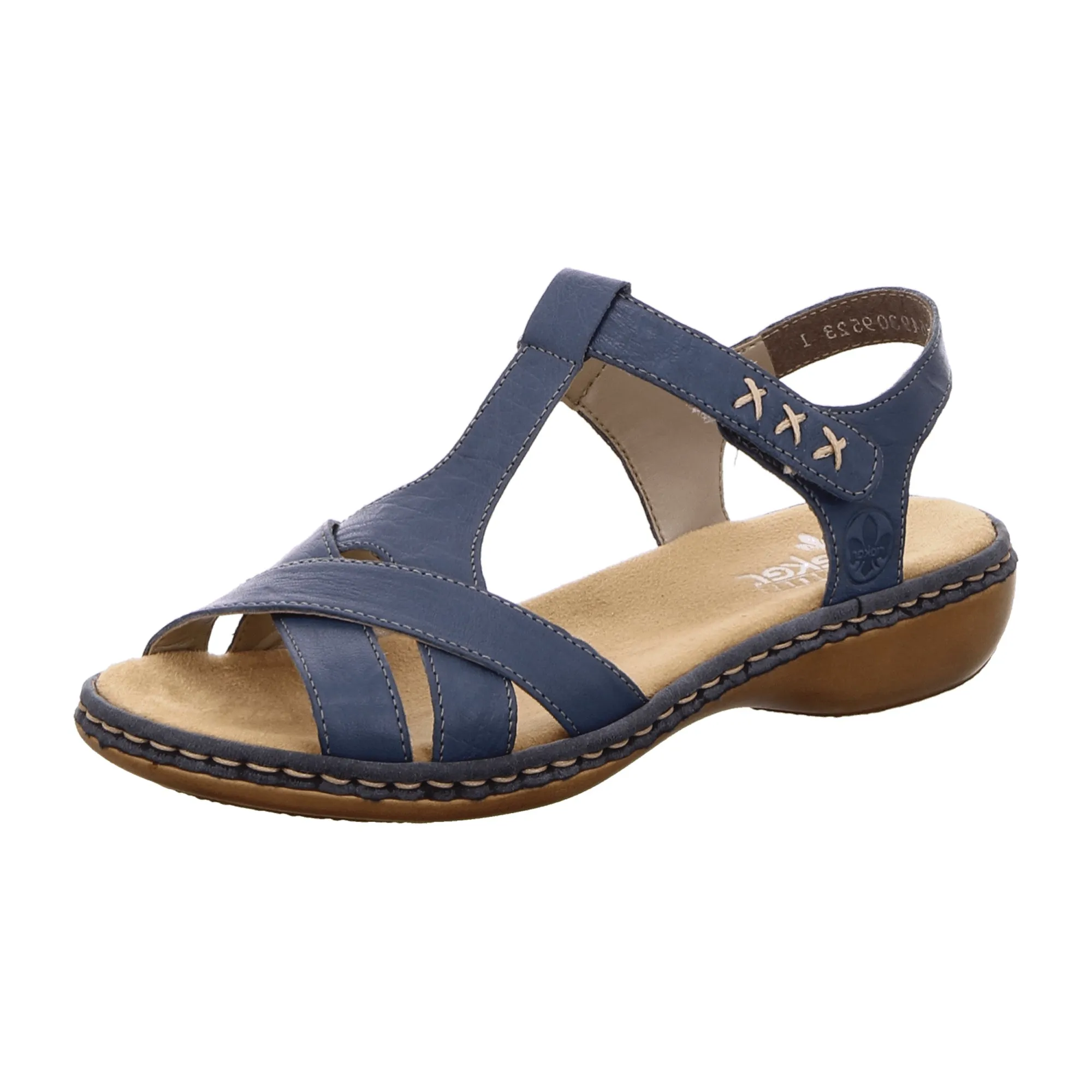 Rieker Comfortable Women's Blue Sandals 65919-12 Leather Strap Adjustable Fit