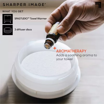 Sharper Image SpaStudio Towel Warmer Heated Comfort + Aromatherapy Large Capacity Warms 3 Towels