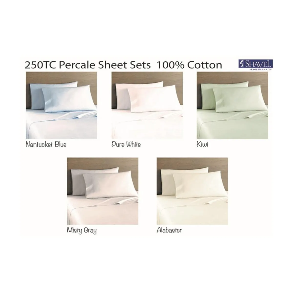 Shavel 250-TC Cotton Percale Sheet Sets - Twin