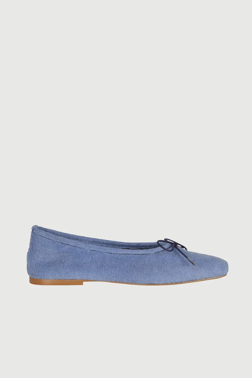 Sienna Ballet Flats in Marine Cotton Terry